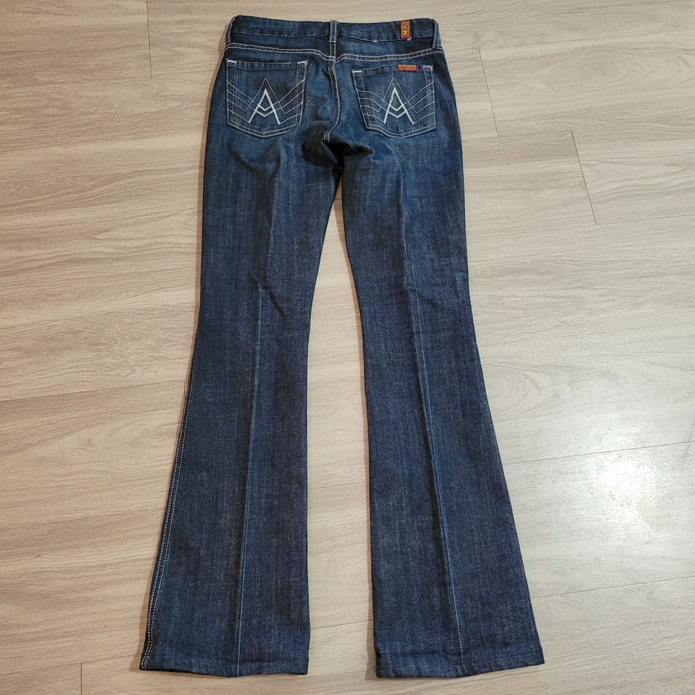 7 For All Mankind A Pocket Flare Jeans Dark Wash Denim Size 26(28x32.5) Low Rise